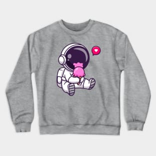 Cute Astronaut Eating Ice Cream Cartoon Crewneck Sweatshirt